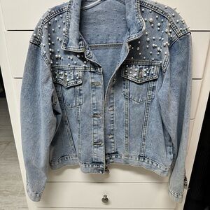 Pearl Embellished Denim Jacket